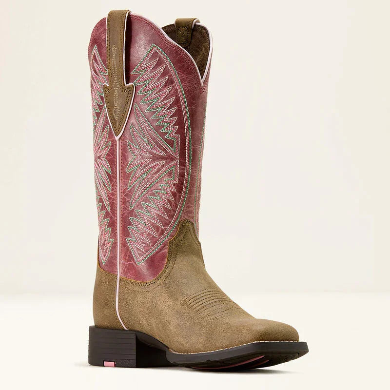 Bottes western Ariat Round Up Ruidoso à bout carré large pour femmes