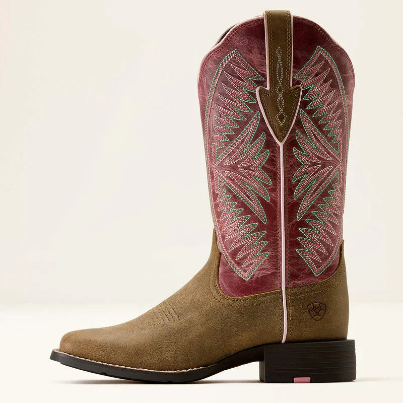Bottes western Ariat Round Up Ruidoso à bout carré large pour femmes