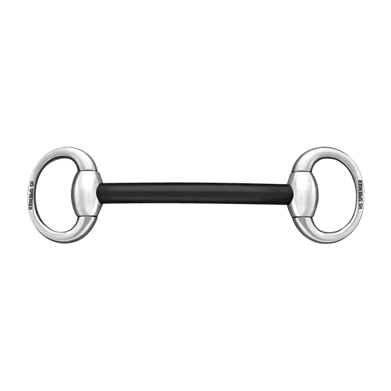 Herm. Sprenger Eggbutt Mullen Mouth 16 mm hard carbon with oval stainless steel rings - Stainless steel 40860