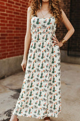Robe midi Lucky & Blessed Crème Imprimé Cactus et Cowboy